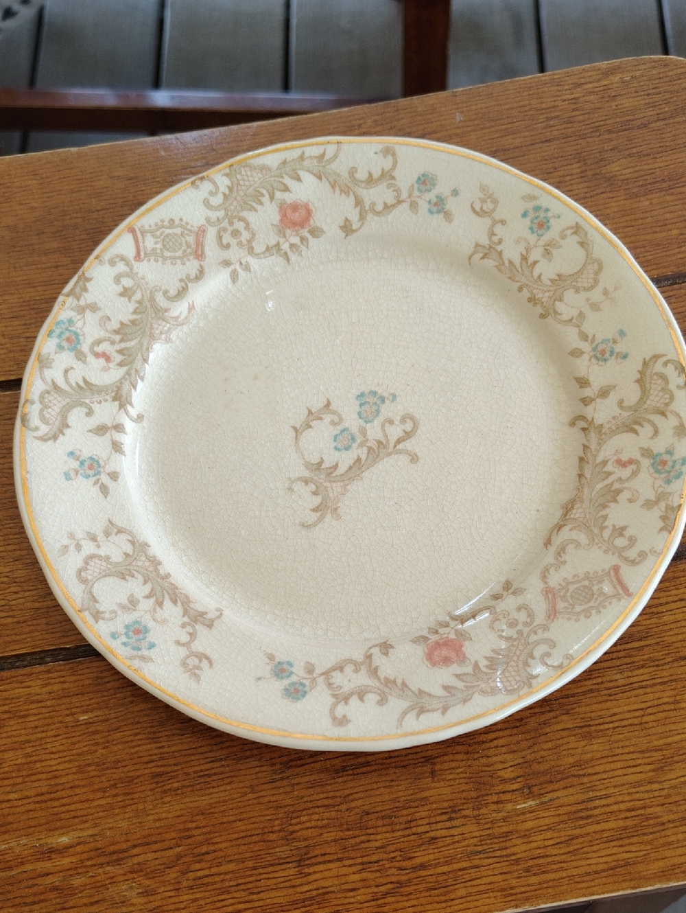 Vintage Anthony Shaw Gold-Rim Porcelain Dessert Plate